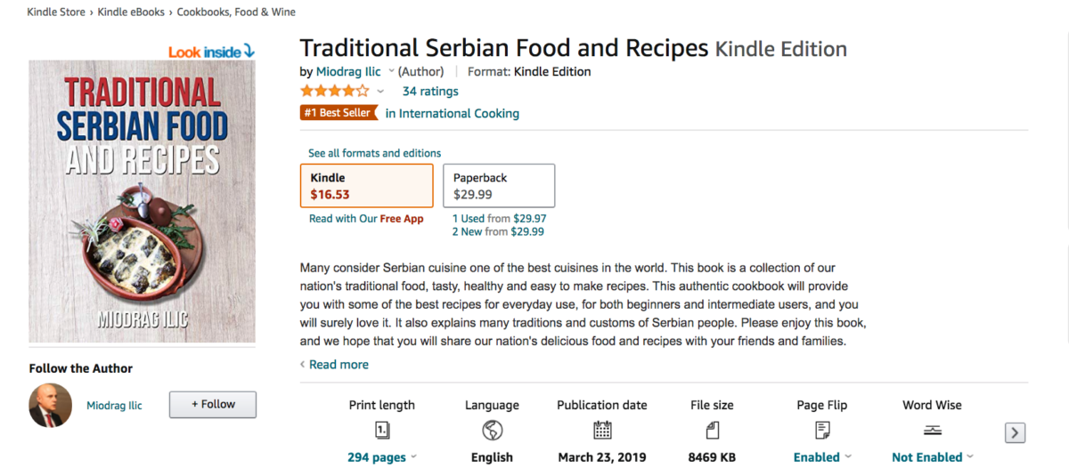 Amazon Best Sellers #1 - knjiga Tradicionalni recepti domaće srpske kuhinje / Traditional Serbian food and recipes