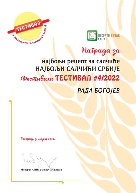 TESTIVAL #4 i Recepti i Kuvar online proglasili su najbolje salčiće Srbije - najbolji salčići Srbije - Rada Bogojev